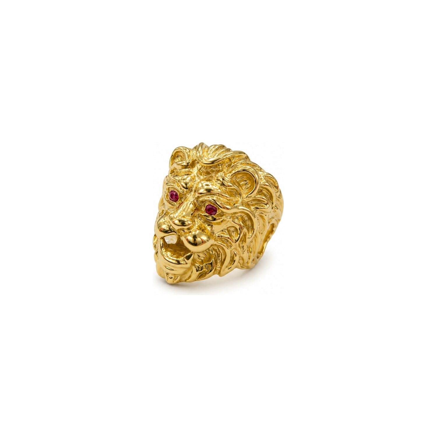 Anello Testa di Leone con Occhi in Rubino Oro 18 Carati Urigold