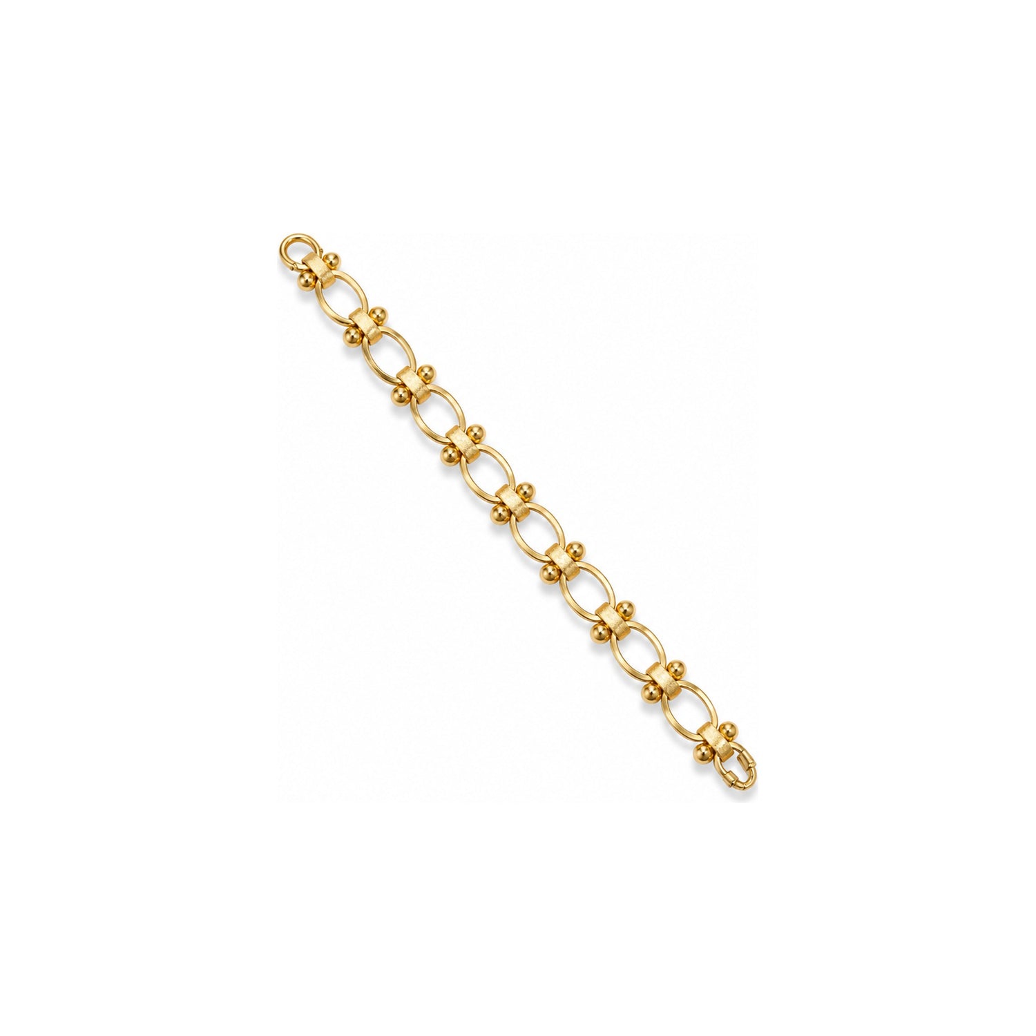 Bracciale a Maglie Ovali con Snodi Satinati e Sfere Oro 18 Carati Urigold