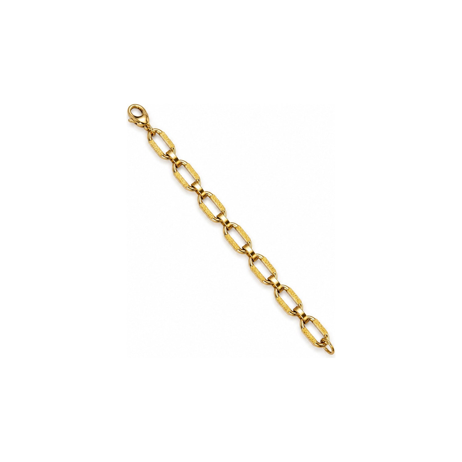 Bracciale a Maglie Ovali Alternate Lucide e Diamantate Oro 18 Carati Urigold