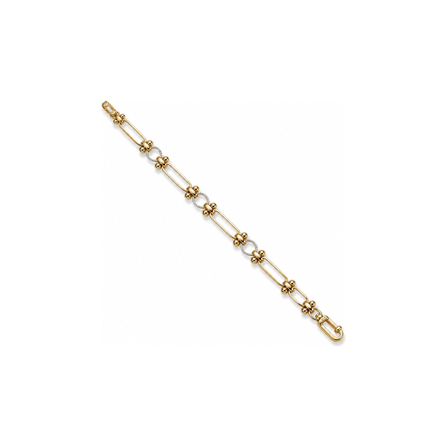Bracciale a Maglia Hardware con Cerchi di Zirconi Oro 18 Carati Urigold