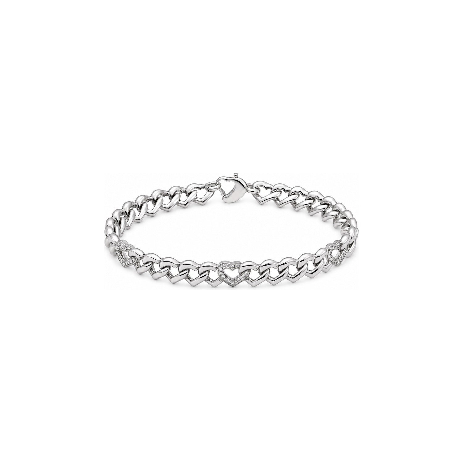Bracciale Grumetta con Cuori di Zirconi Oro 18 Carati Urigold