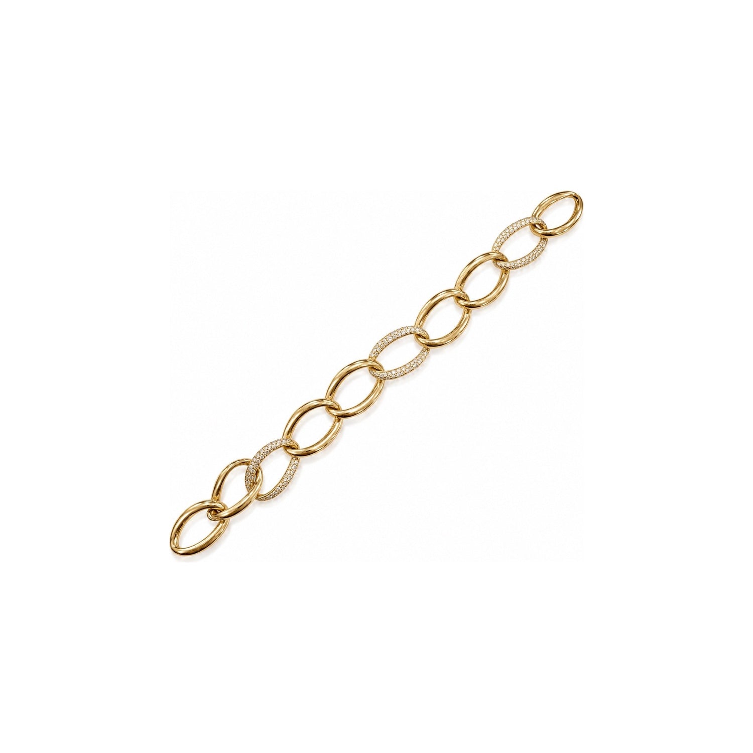 Bracciale a Maglie Ovali con Zirconi Oro 18 Carati Urigold
