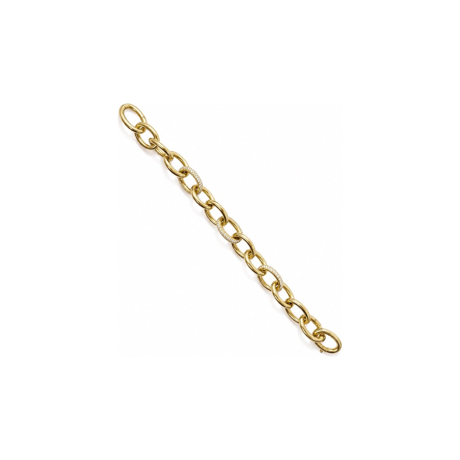 Bracciale a Maglie Ovali con Zirconi Oro 18 Carati Urigold