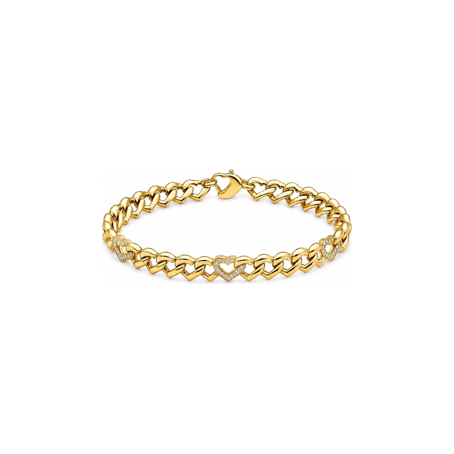Bracciale Grumetta con Cuori di Zirconi Oro 18 Carati Urigold