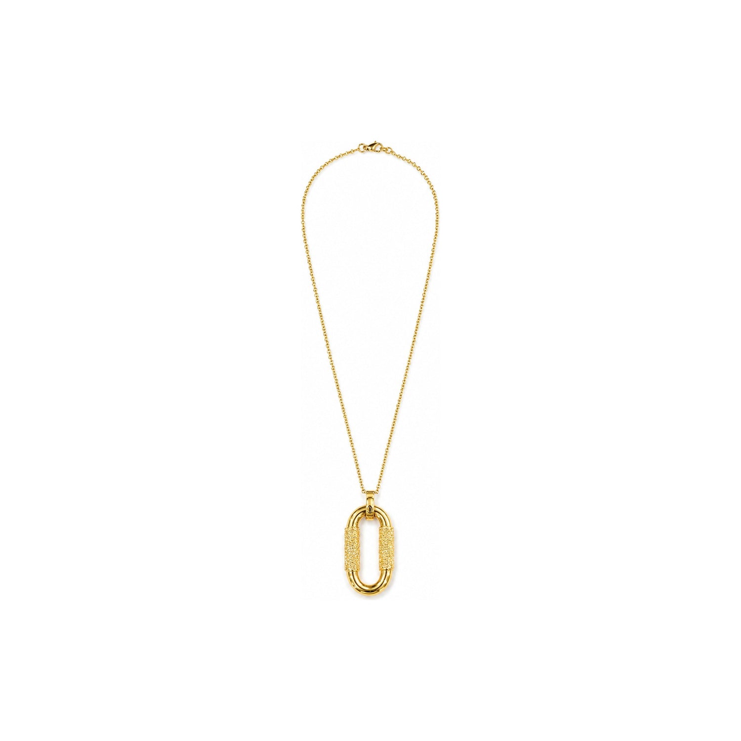 Collana con Pendente Ovale Godronato Oro 18 Carati Urigold