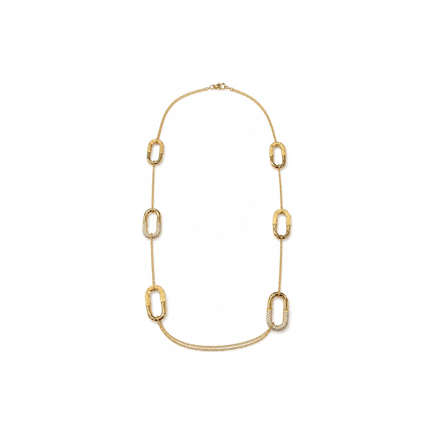 Collana Lunga a Stazioni Ovali con Zirconi Oro 18 Carati Urigold