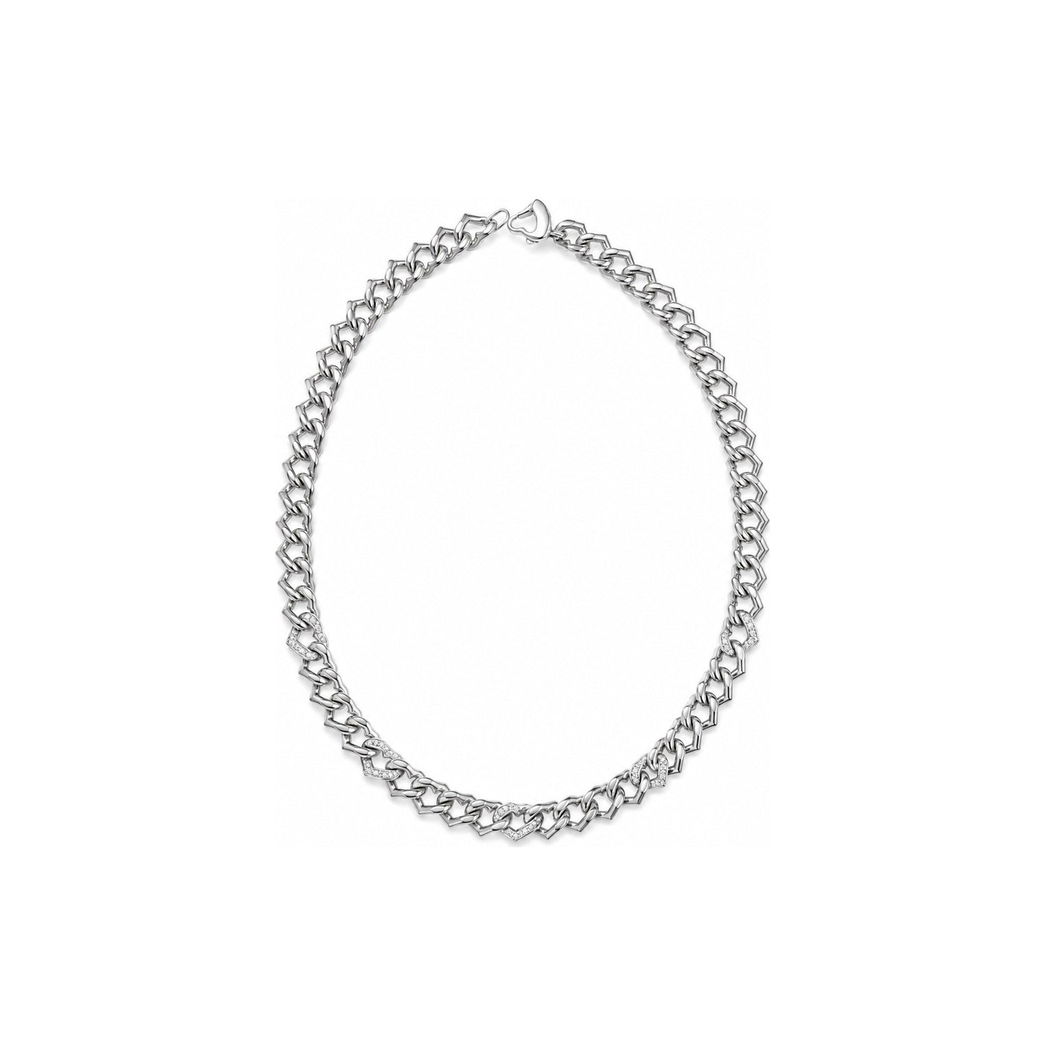 Collana Grumetta con Cuori di Zirconi Oro 18 Carati Urigold
