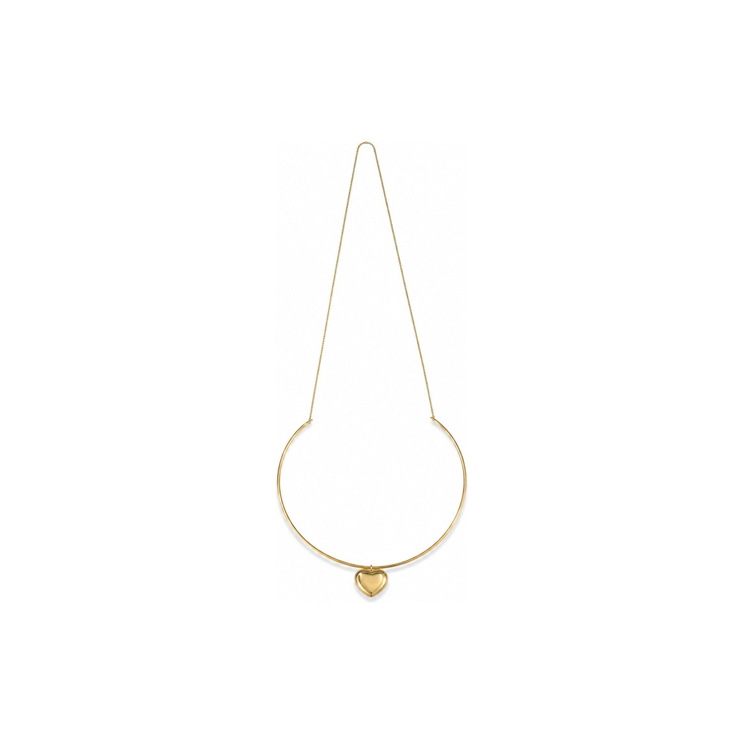 Collana Collier Rigido con Cuore Bombato Oro 18 Carati Urigold