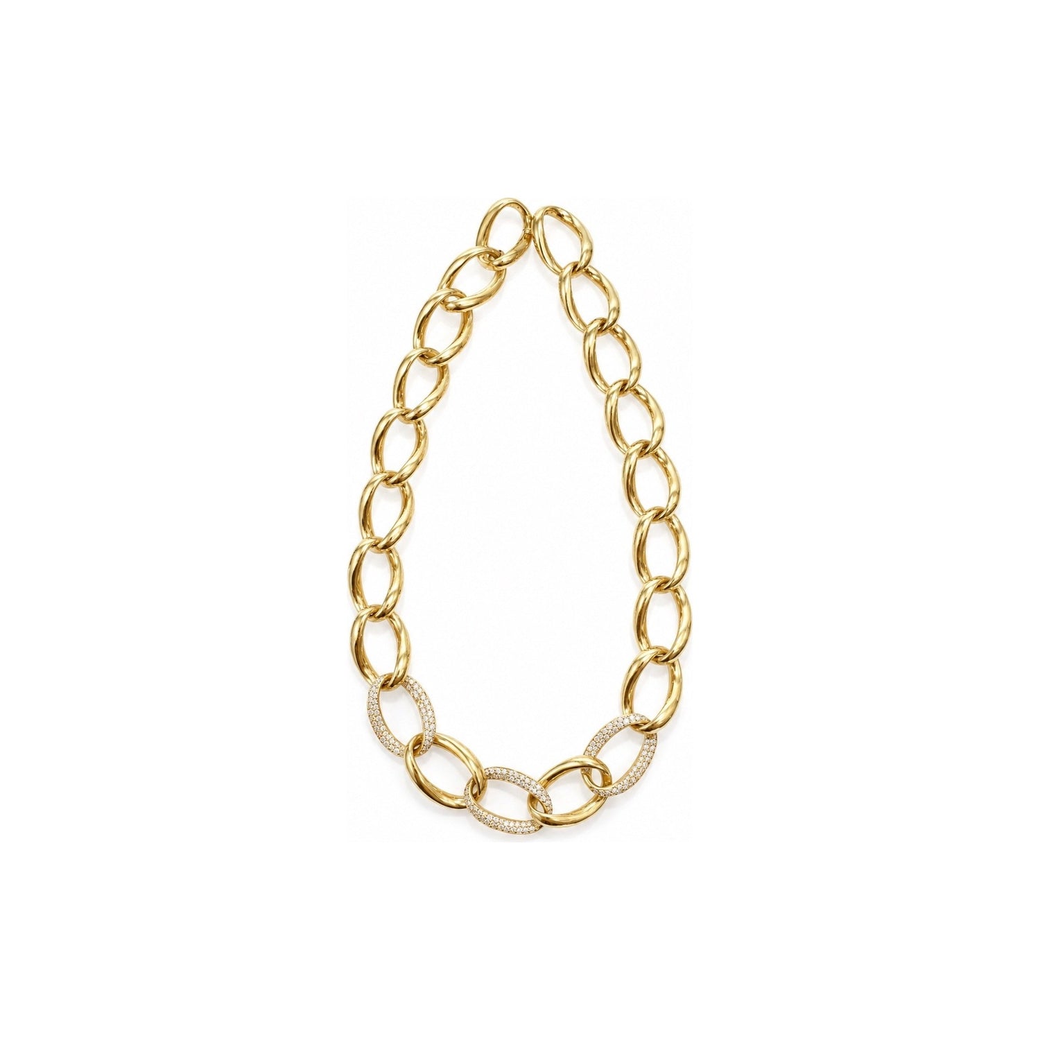 Collana a Maglie Ovali con Zirconi Oro 18 Carati Urigold
