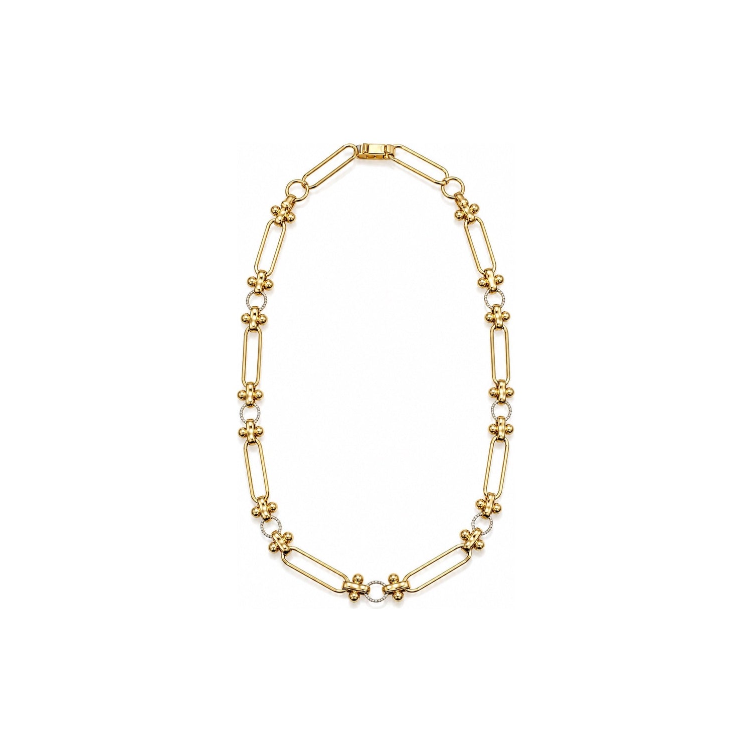 Collana a Maglia Hardware con Cerchi di Zirconi Oro 18 Carati Urigold