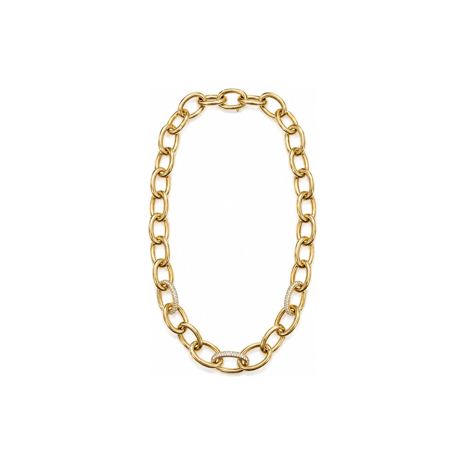 Collana a Maglie Ovali con Zirconi Oro 18 Carati Urigold