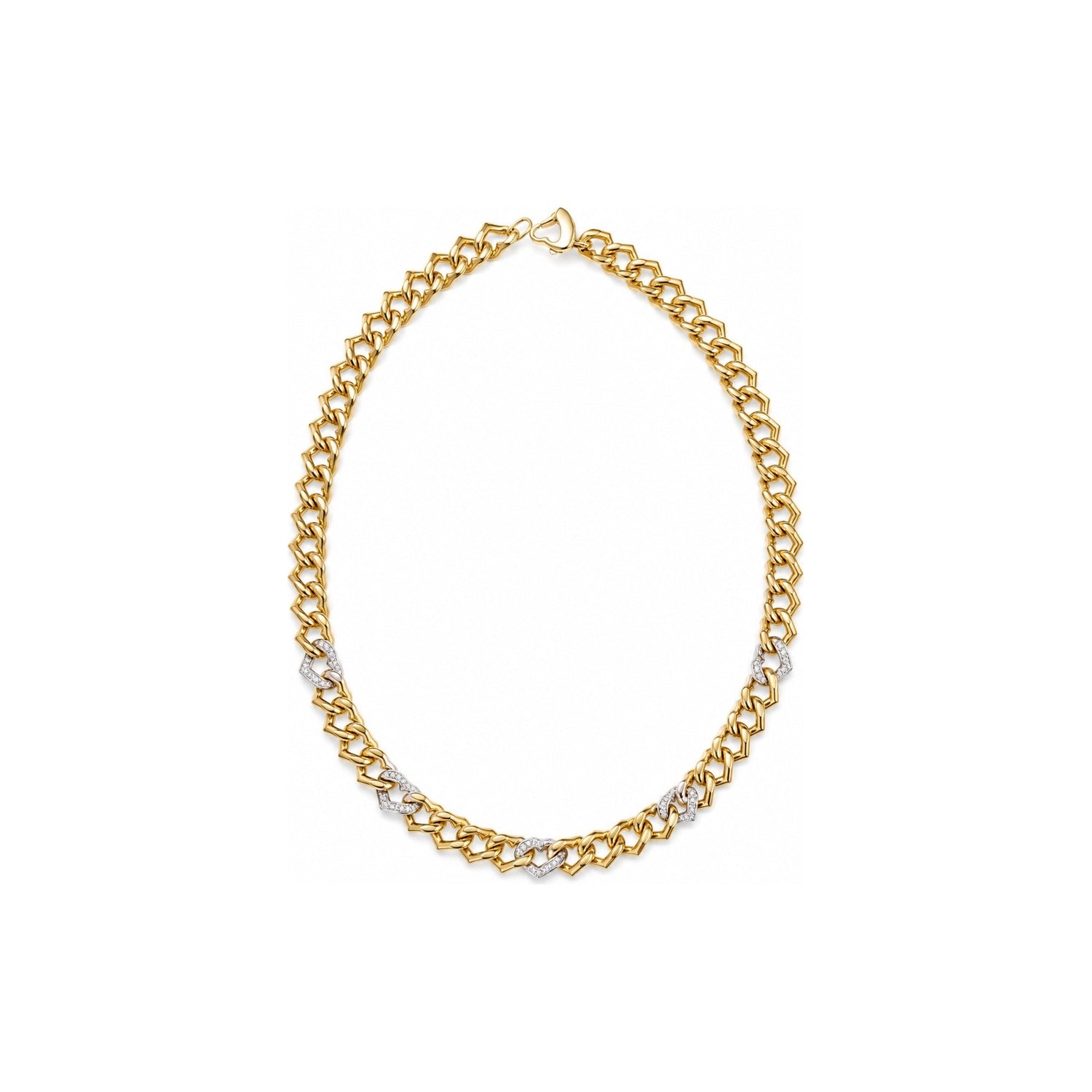 Collana Grumetta con Cuori di Zirconi Oro 18 Carati Urigold