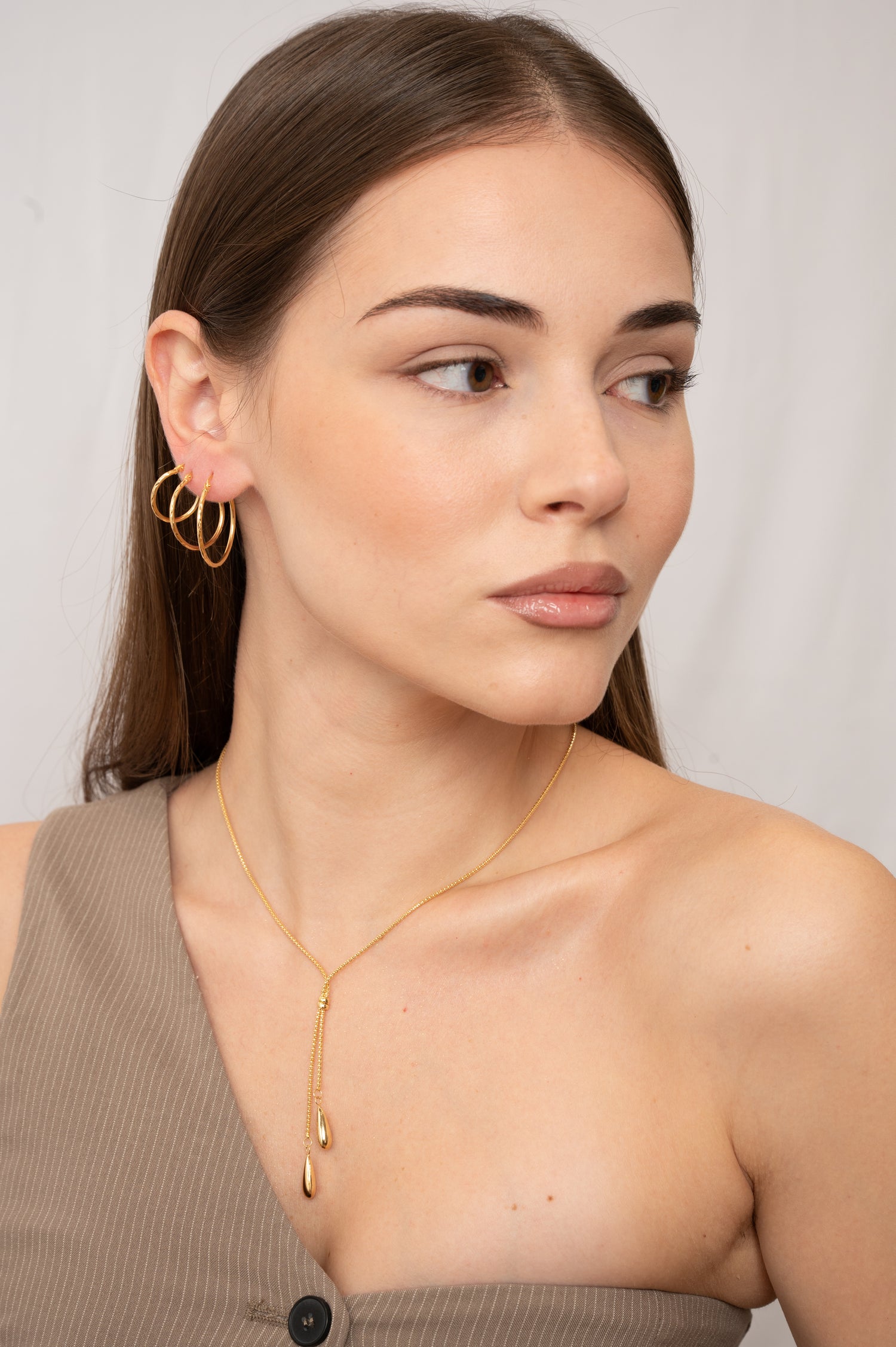 Collana Cravattino Gocce in Oro Giallo 9 Carati Unoaerre