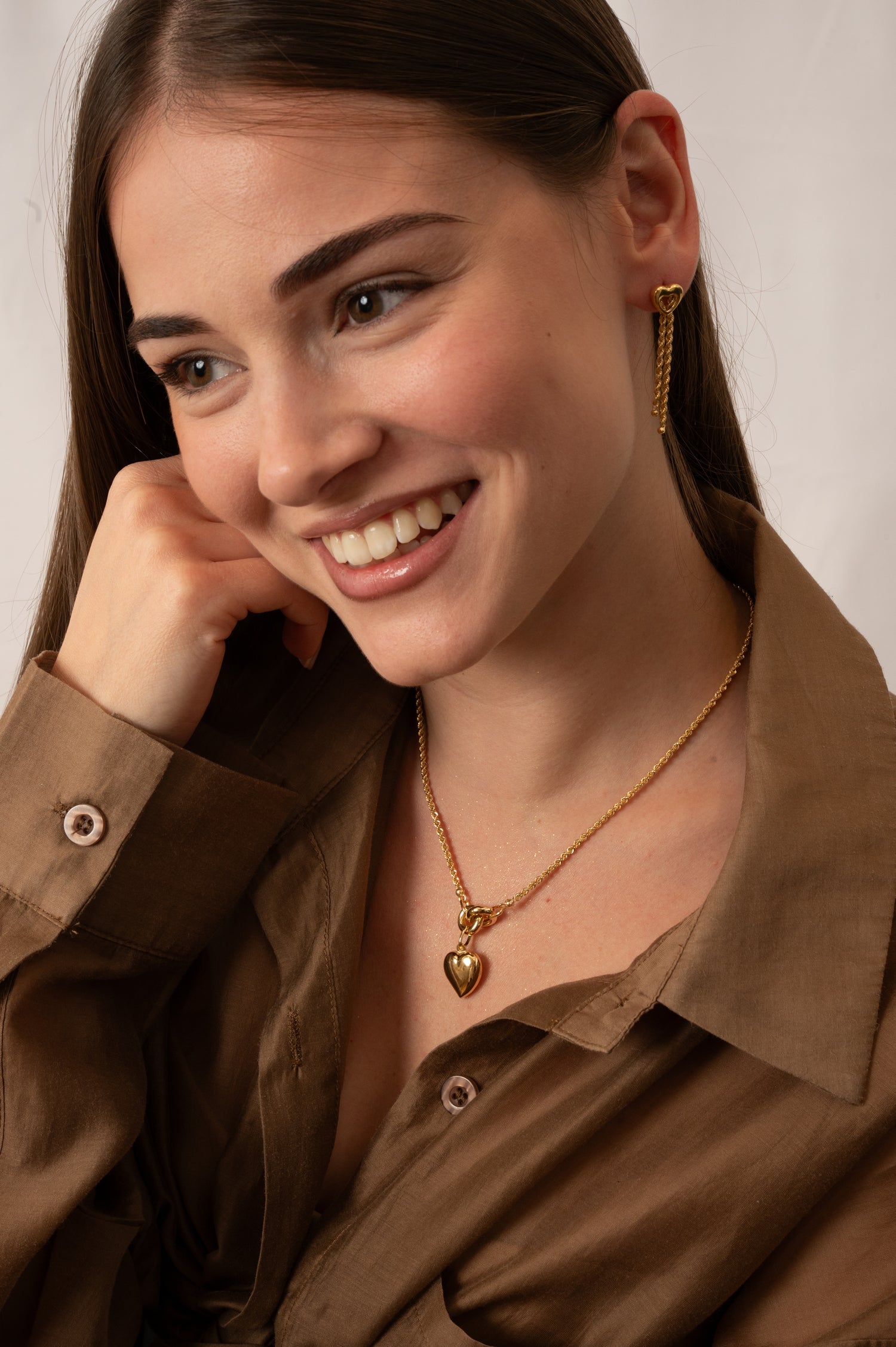 Collana Fune con Cuore in Oro Giallo 9 Carati Unoaerre