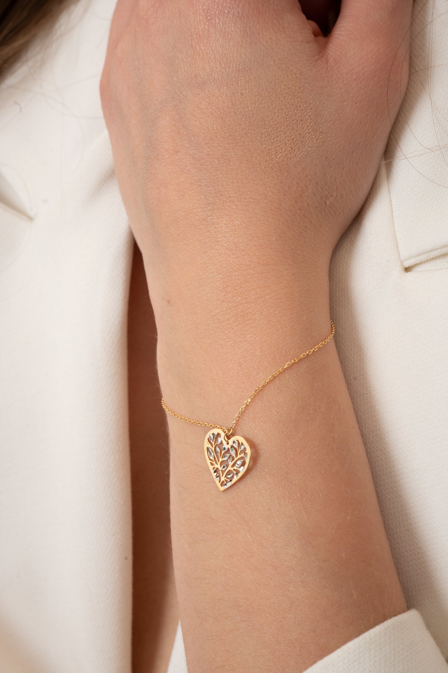 Bracciale Cuore Ramage in Oro Bicolore 9 Carati Unoaerre