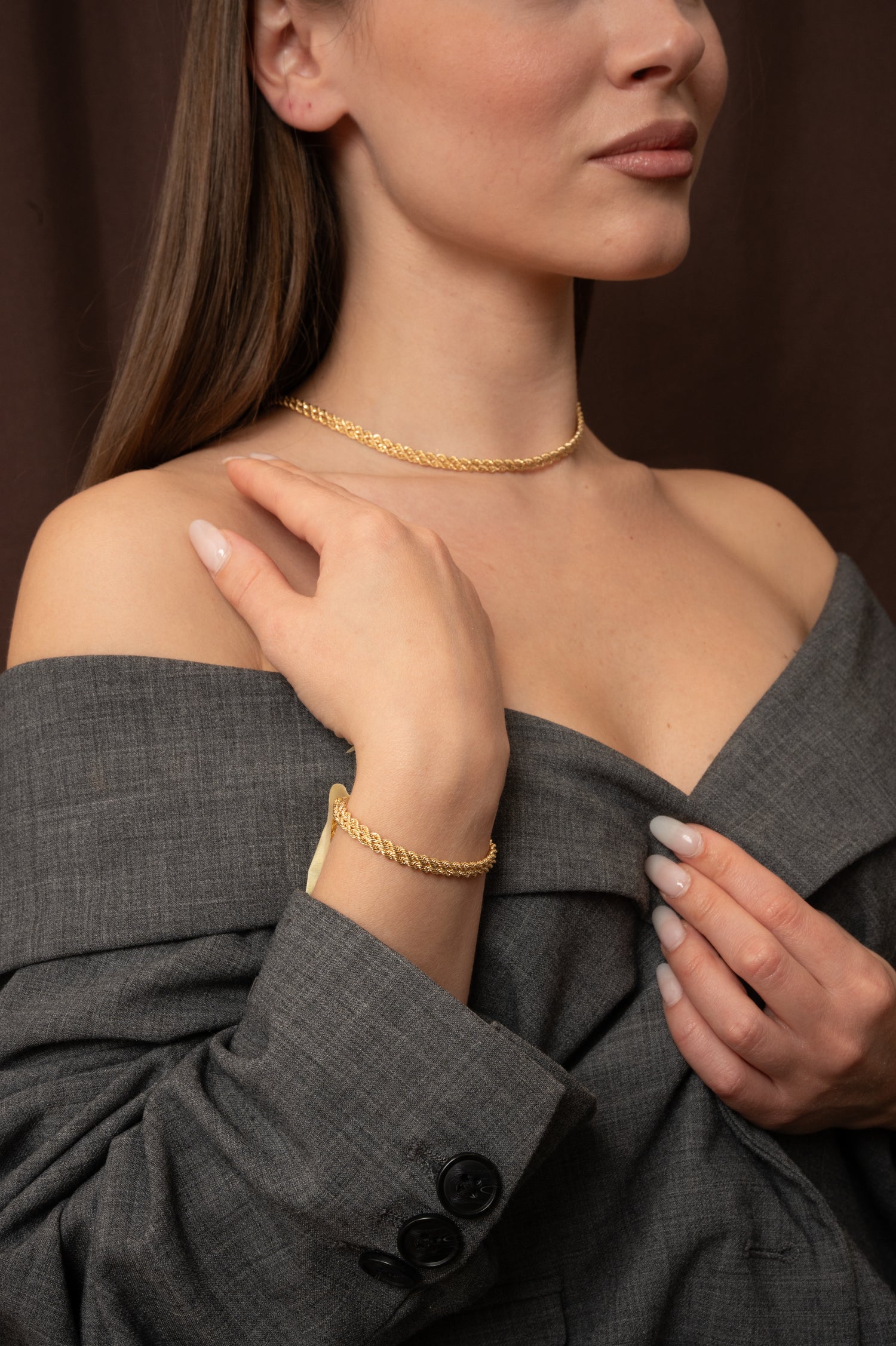 Bracciale Rigido Fune in Oro Giallo 9 Carati Unoaerre
