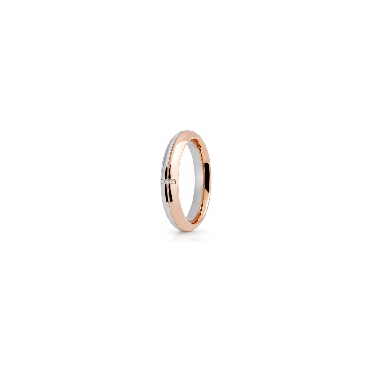 Anillo de aniversario Eterna en oro blanco y rosa de 18 quilates Unoaerre con 3 diamantes de 0,01 ct