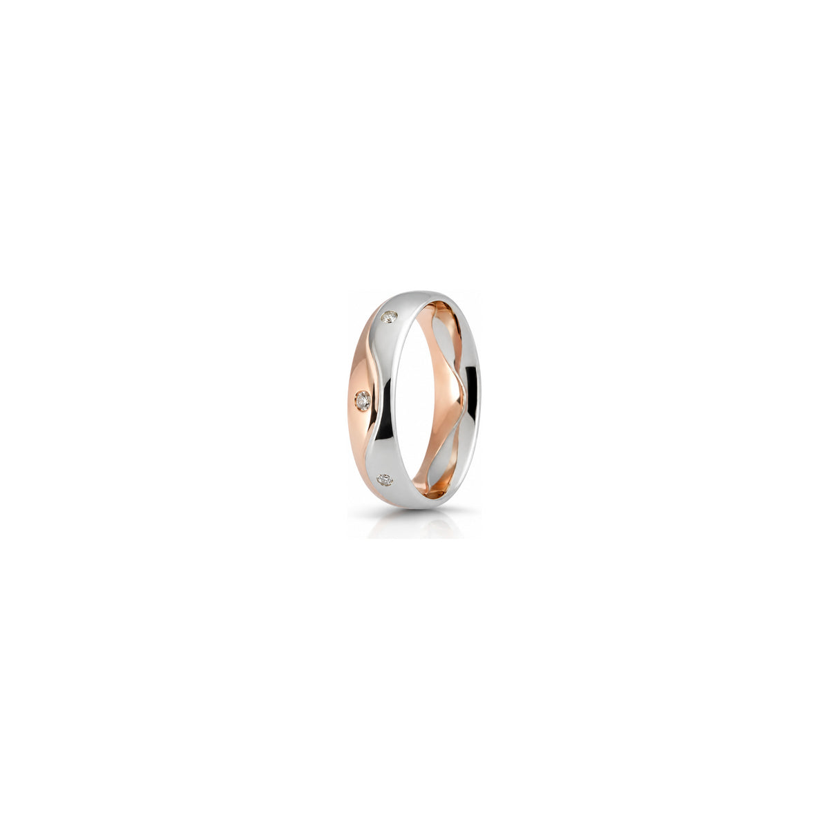 Anillo de Aniversario Galassia en Oro Blanco y Rosa de 18 Quilates Unoaerre con 8 Diamantes de 0,08 ct