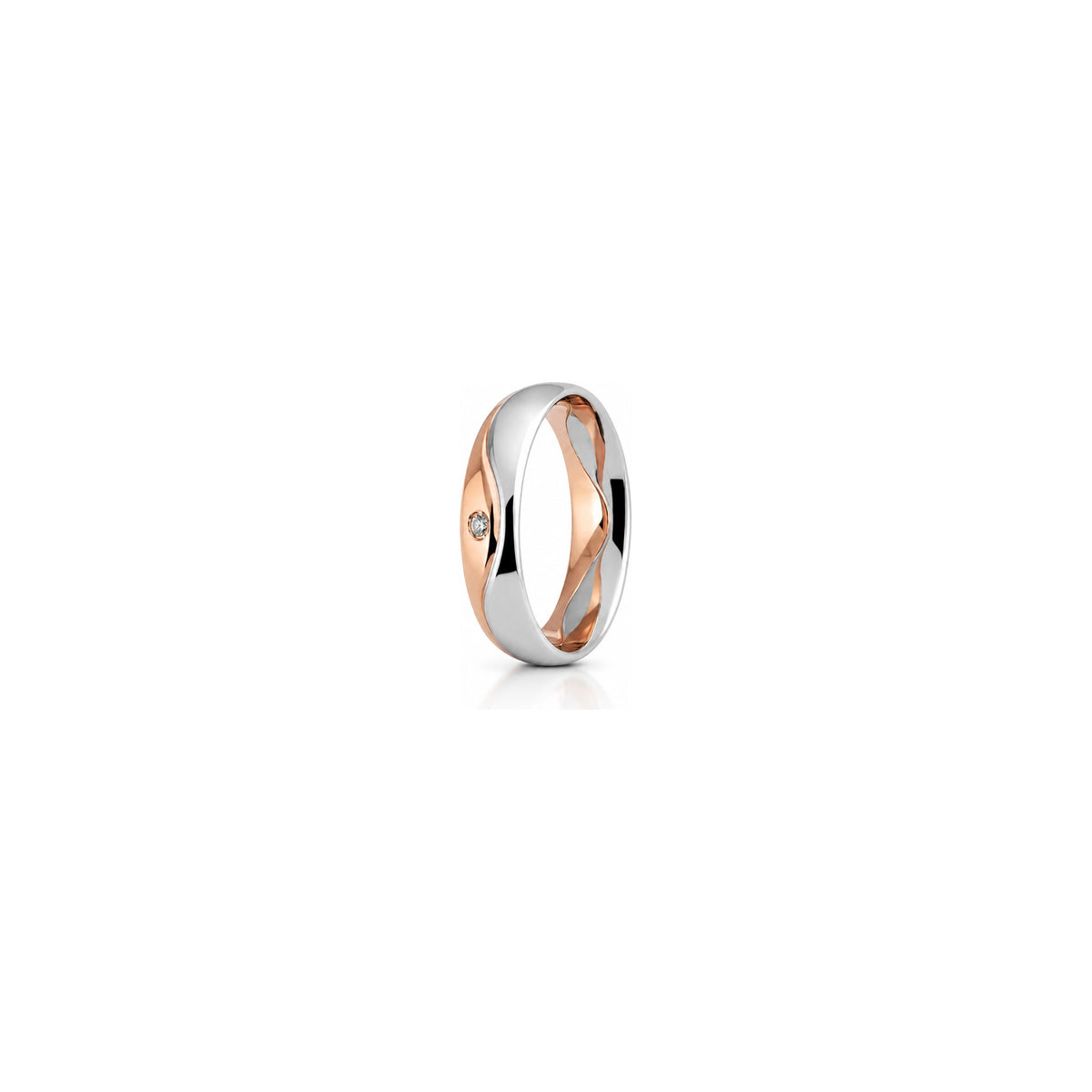Anillo de aniversario Galassia en oro blanco y rosa de 18 quilates Unoaerre con diamante de 0,02 ct