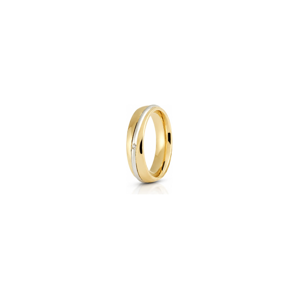 Anillo de Aniversario Saturno en Oro Amarillo y Blanco de 18 Quilates Unoaerre con Diamante de 0,01 ct