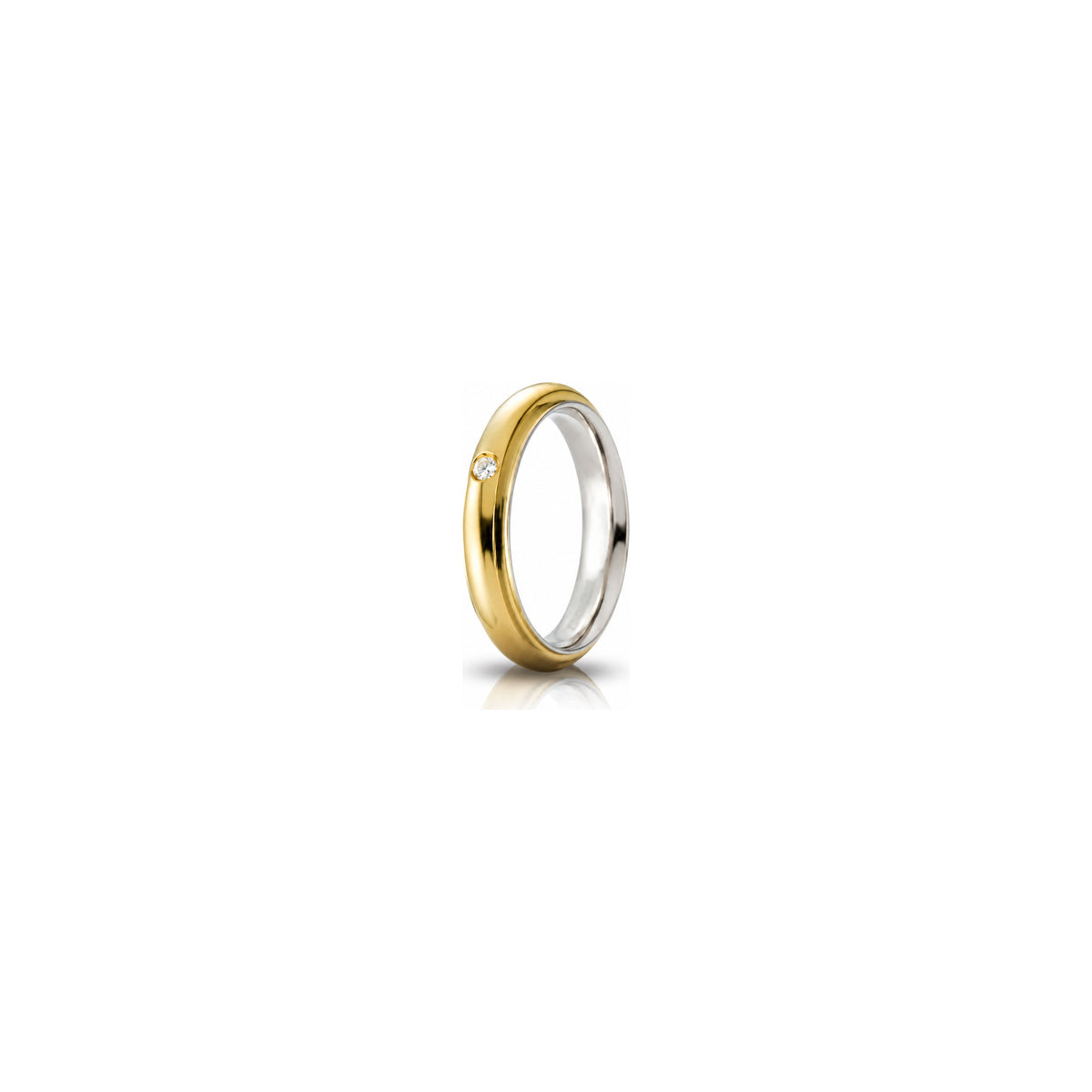 Fede Nuziale Andromeda in Oro Bicolore 18 Carati Unoaerre con Diamante ct 0,03