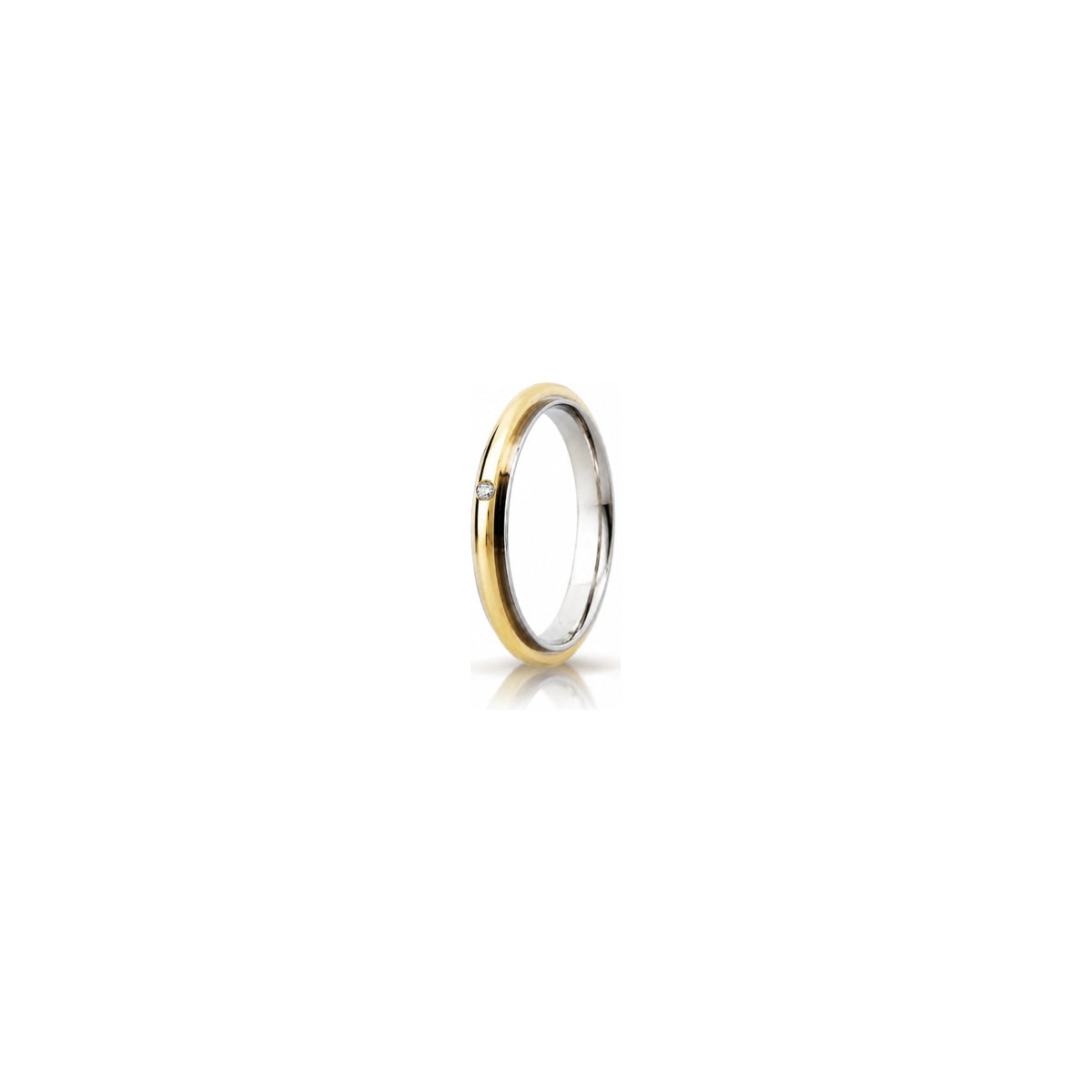 Fede Nuziale Andromeda Slim in Oro Bicolore 18 Carati Unoaerre con Diamante ct 0,01