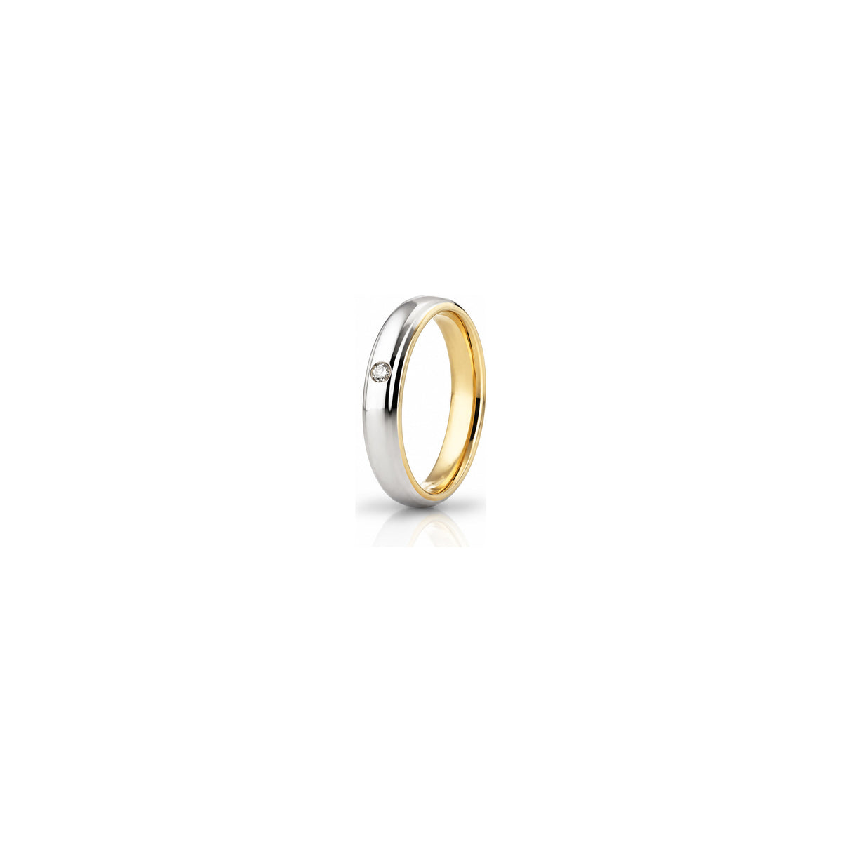 Fede Nuziale Cassiopea in Oro Bicolore 18 Carati Unoaerre con Diamante ct 0,03
