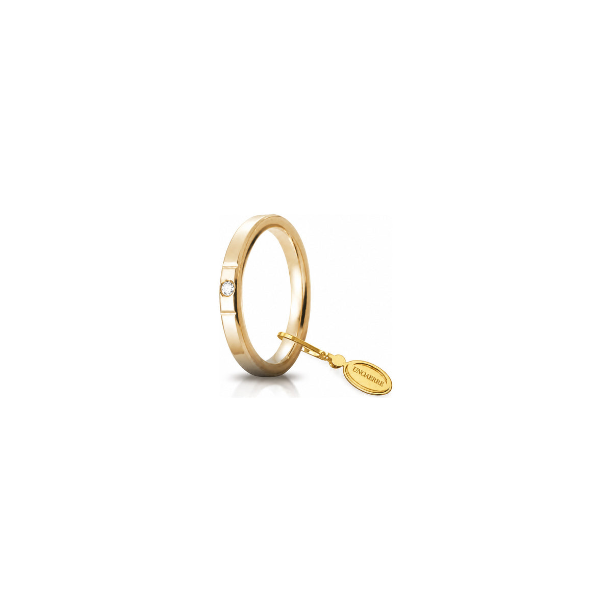 Fede Nuziale Cerchi di Luce in Oro Giallo 18 Carati Unoaerre - 2,5 mm con Diamante ct 0,03