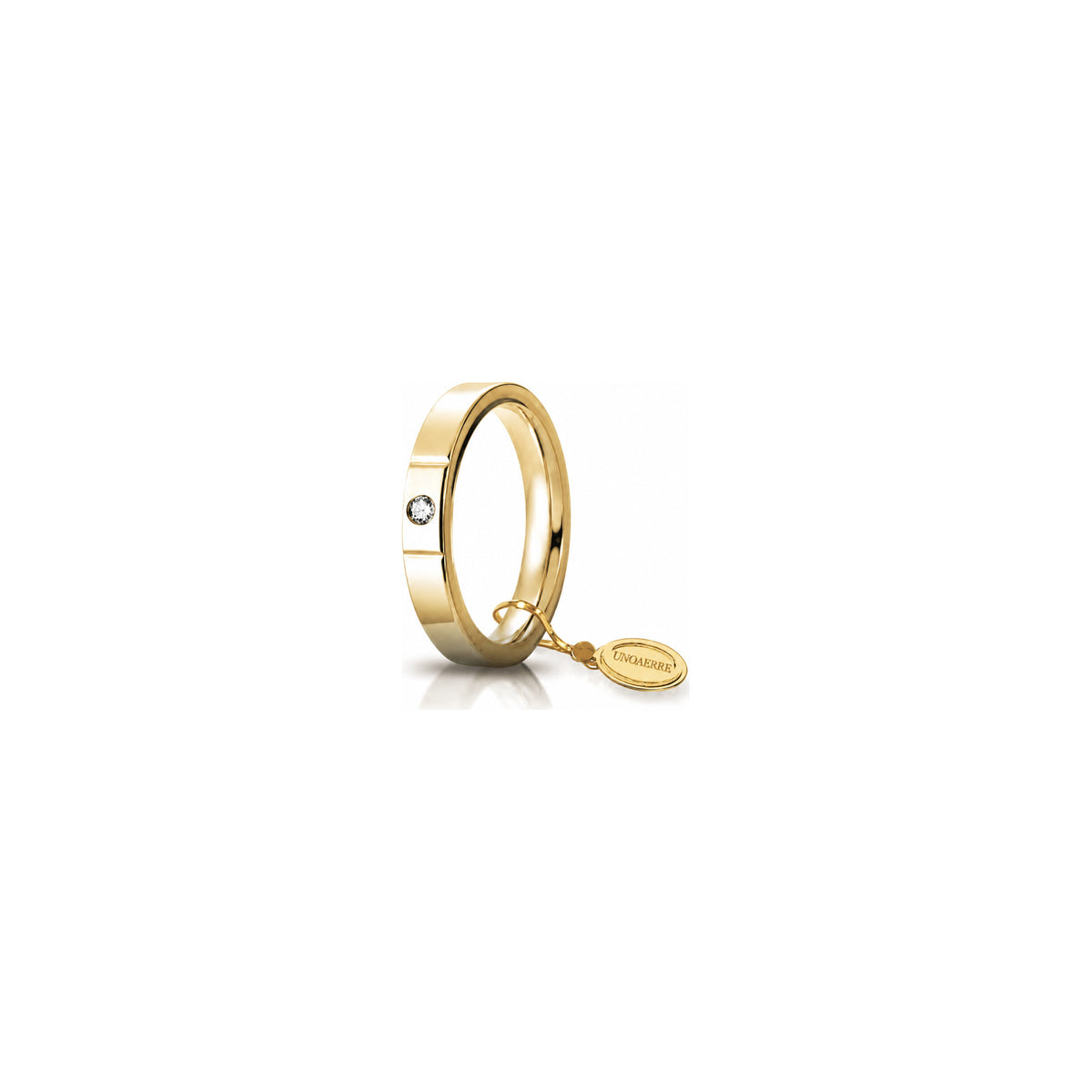 Fede Nuziale Cerchi di Luce in Oro Giallo 18 Carati Unoaerre - 3,5 mm con Diamante ct 0,05