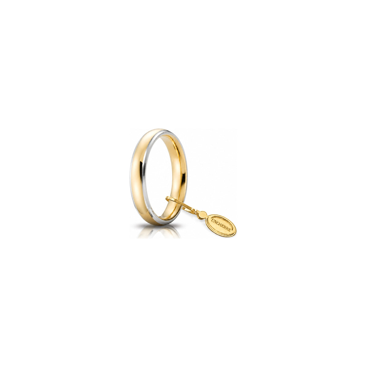 Fede Nuziale Comoda Bordi Rodiati in Oro Giallo 18 Carati Unoaerre - 4 mm