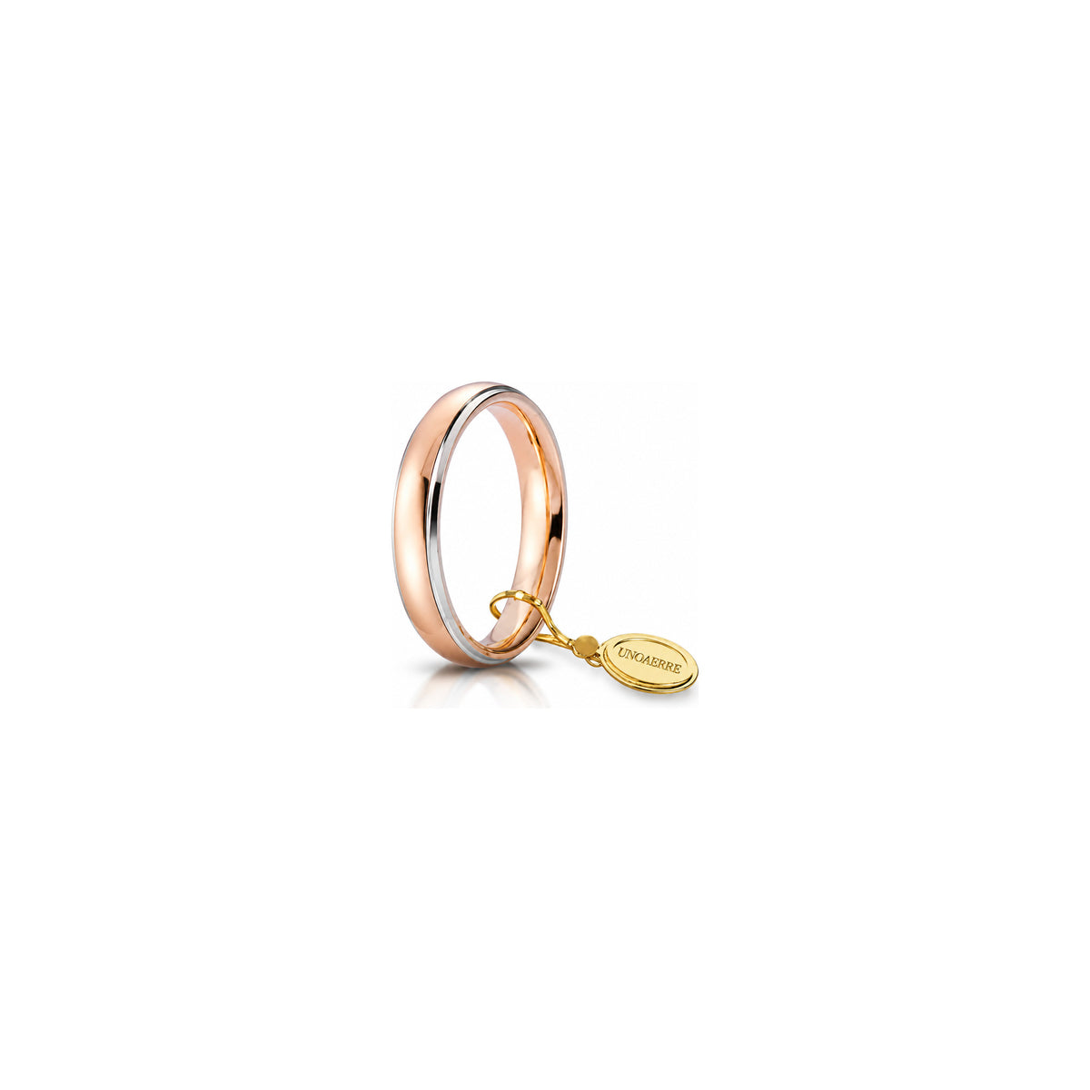 Fede Nuziale Comoda Bordi Rodiati in Oro Rosa 18 Carati Unoaerre - 4 mm