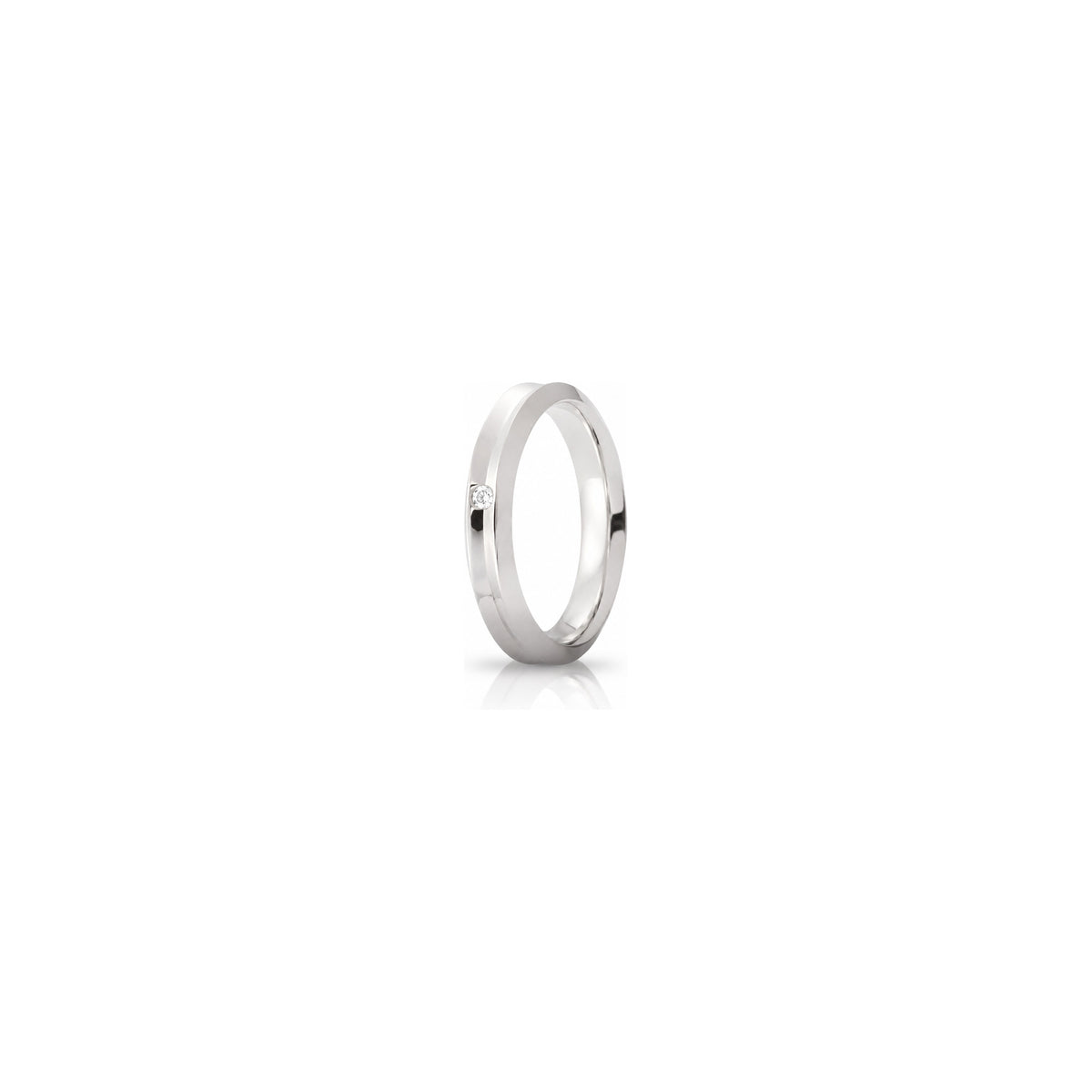 Fede Nuziale Corona in Oro Bianco 18 Carati Unoaerre con Diamante ct 0,02