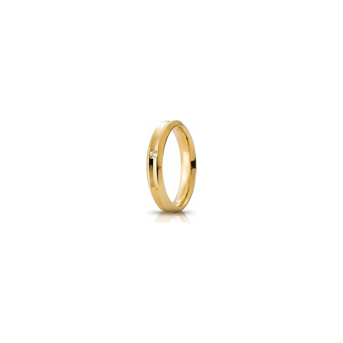 Fede Nuziale Corona in Oro Giallo 18 Carati Unoaerre con Diamante ct 0,02