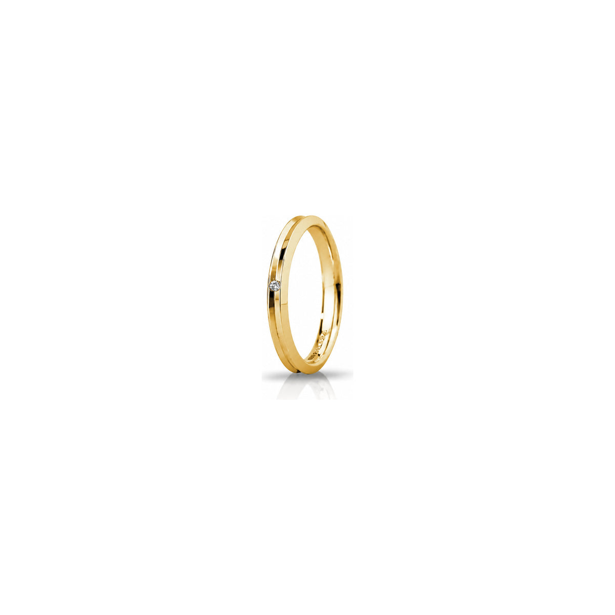Fede Nuziale Corona Slim in Oro Giallo 18 Carati Unoaerre con Diamante ct 0,01