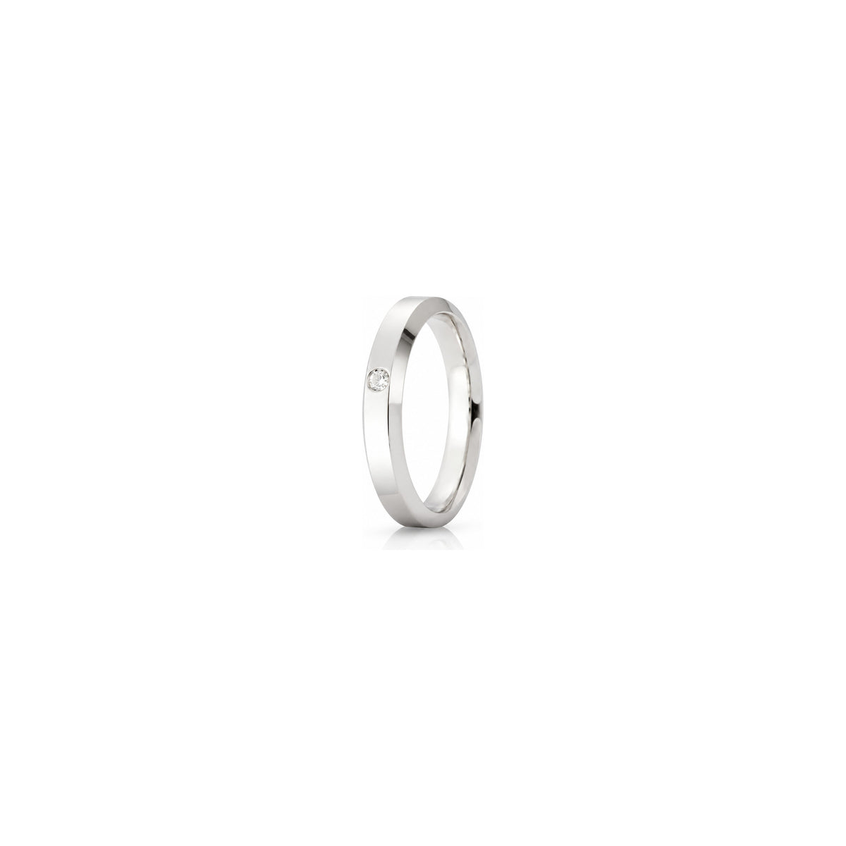 Fede Nuziale Hydra in Oro Bianco 18 Carati Unoaerre con Diamante ct 0,03