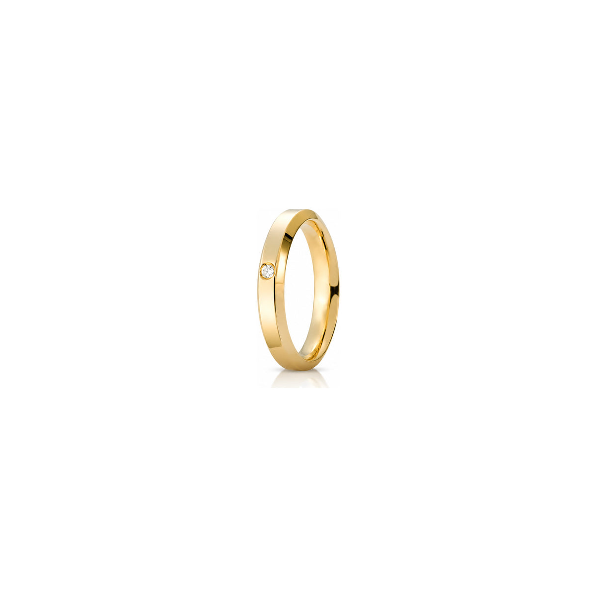 Fede Nuziale Hydra in Oro Giallo 18 Carati Unoaerre con Diamante ct 0,03