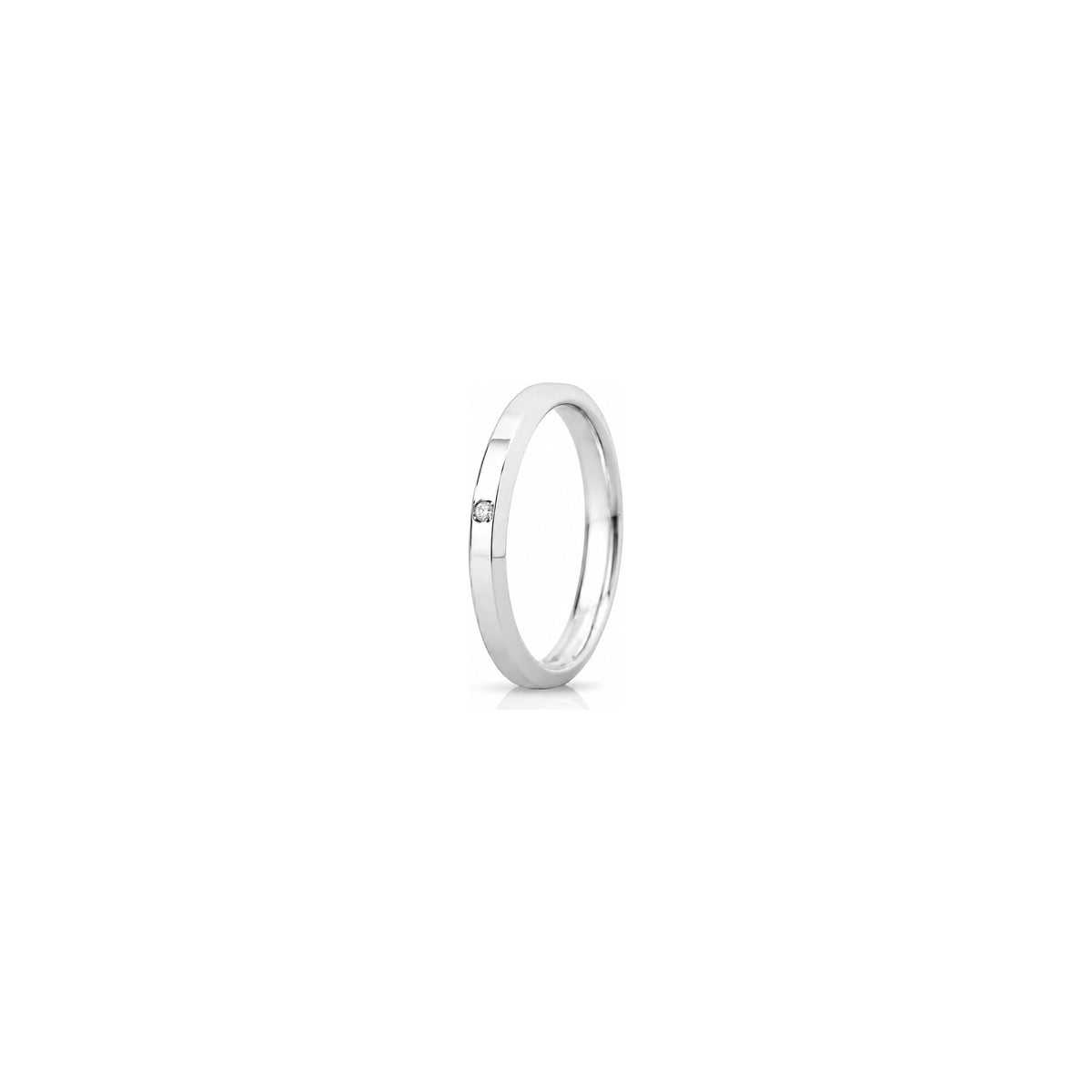 Fede Nuziale Hydra Slim in Oro Bianco 18 Carati Unoaerre con Diamante ct 0,01