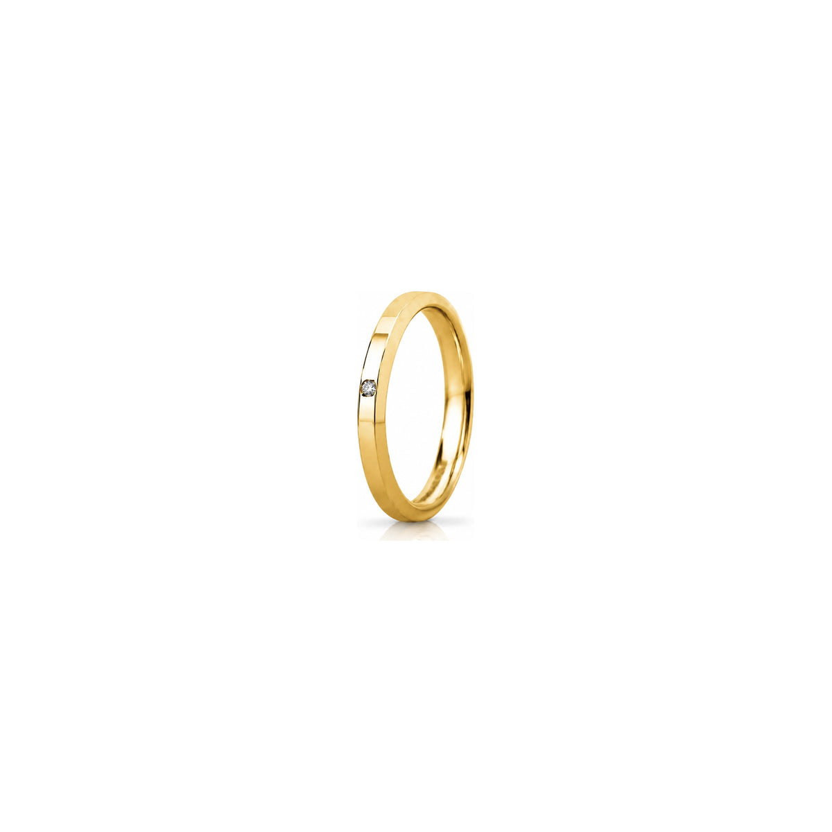 Fede Nuziale Hydra Slim in Oro Giallo 18 Carati Unoaerre con Diamante ct 0,01