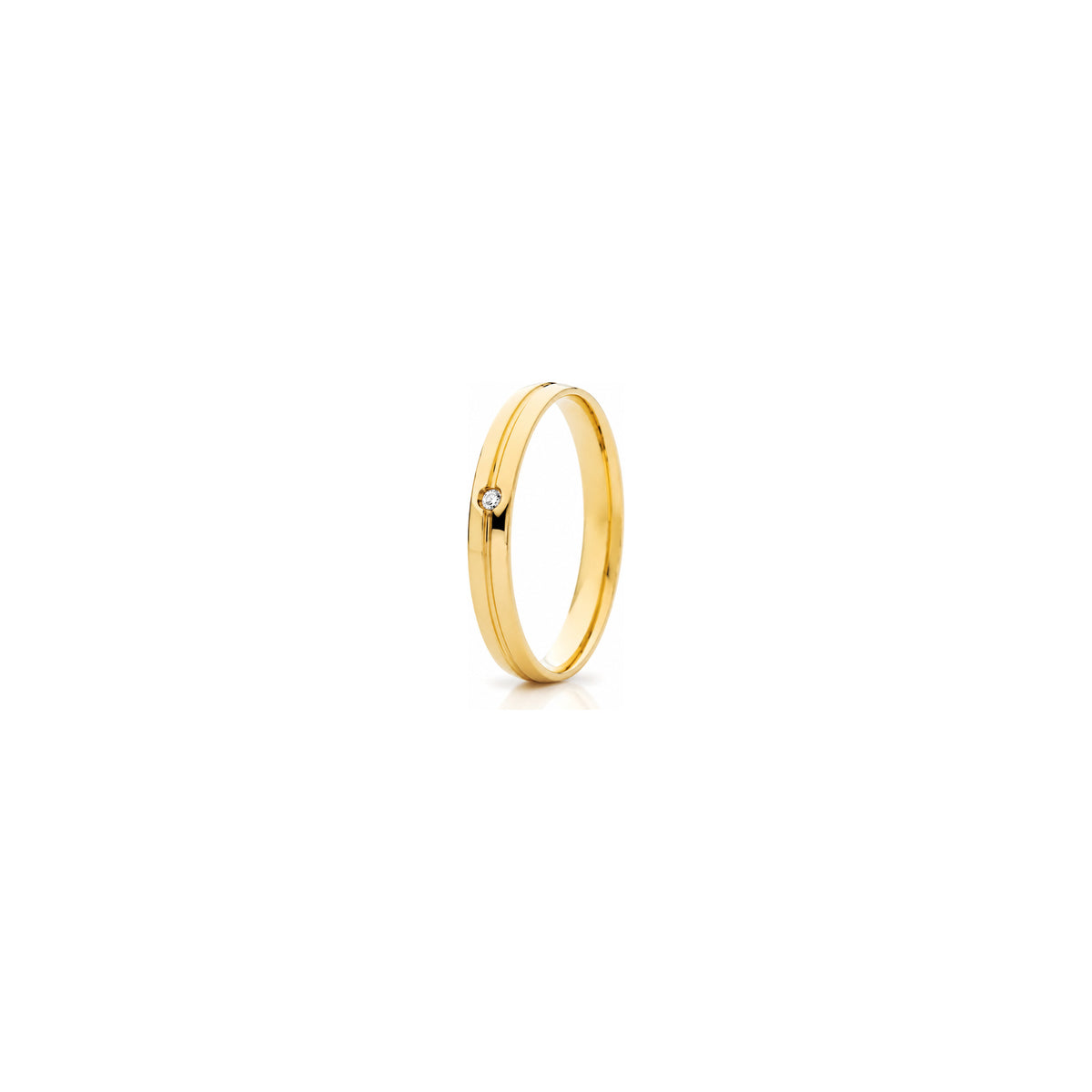 Unoaerre 18-Karat Yellow Gold Lyra Wedding Ring with 0.02 ct Diamond
