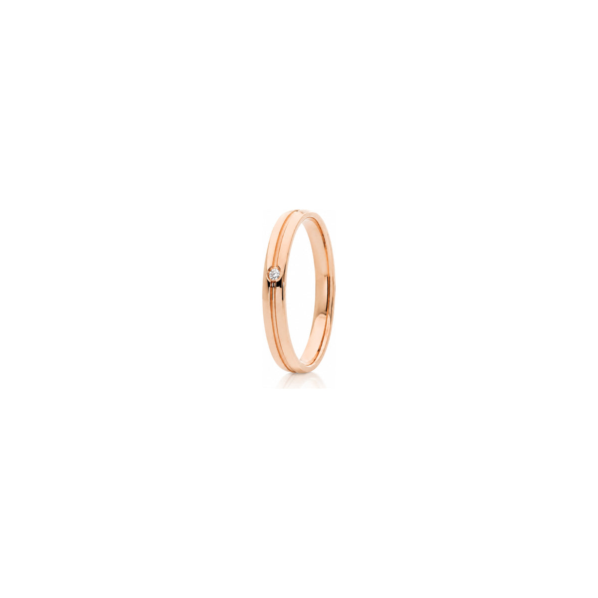 Fede Nuziale Lyra in Oro Rosa 18 Carati Unoaerre con Diamante ct 0,02