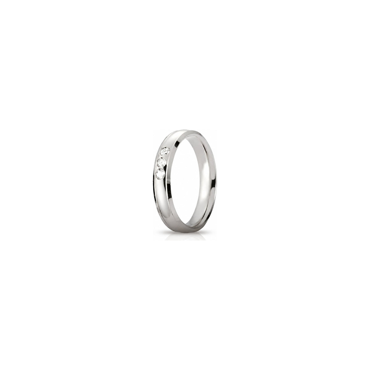 Fede Nuziale Orion in Oro Bianco 18 Carati Unoaerre con 3 Diamanti ct 0,09