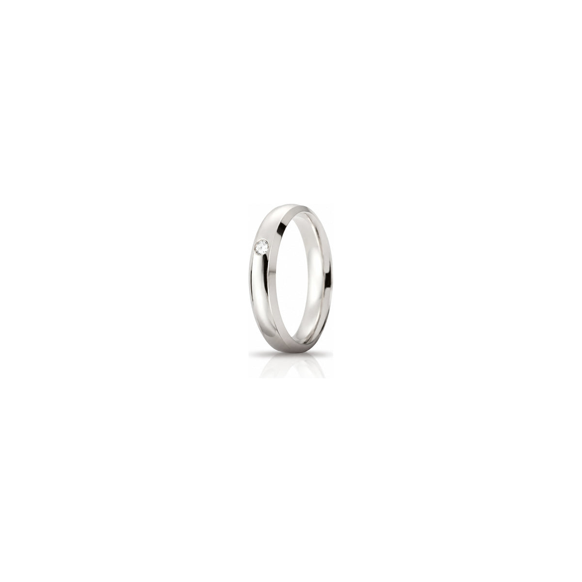 Fede Nuziale Orion in Oro Bianco 18 Carati Unoaerre con Diamante ct 0,03