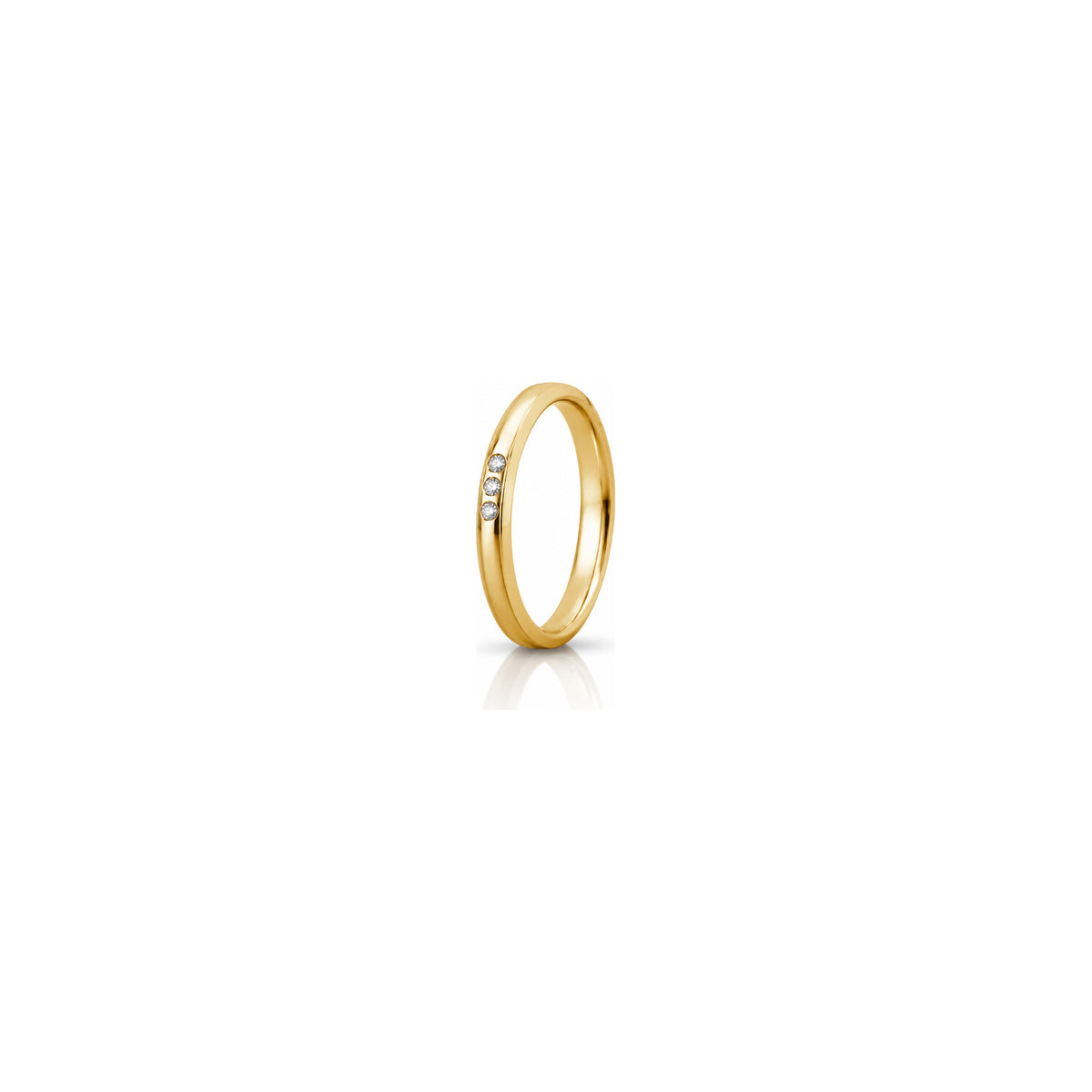 Fede Nuziale Orion Slim in Oro Giallo 18 Carati Unoaerre con 3 Diamanti ct 0,03