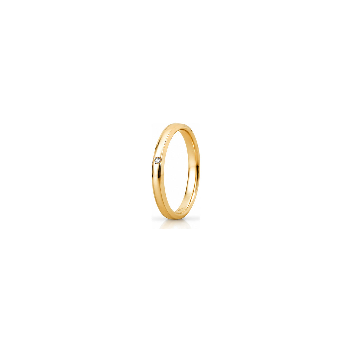 Fede Nuziale Orion Slim in Oro Giallo 18 Carati Unoaerre con Diamante ct 0,01